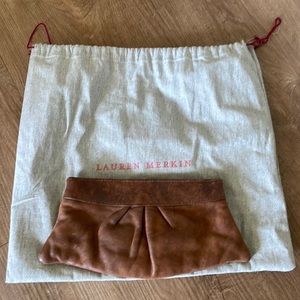 Small Lauren Merkin Brown Distressed Clutch